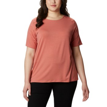 Columbia T-Shirt Dames, Essential Elements Short Sleeve Plus Size DonkerKoraal, 43RVPUHIZ